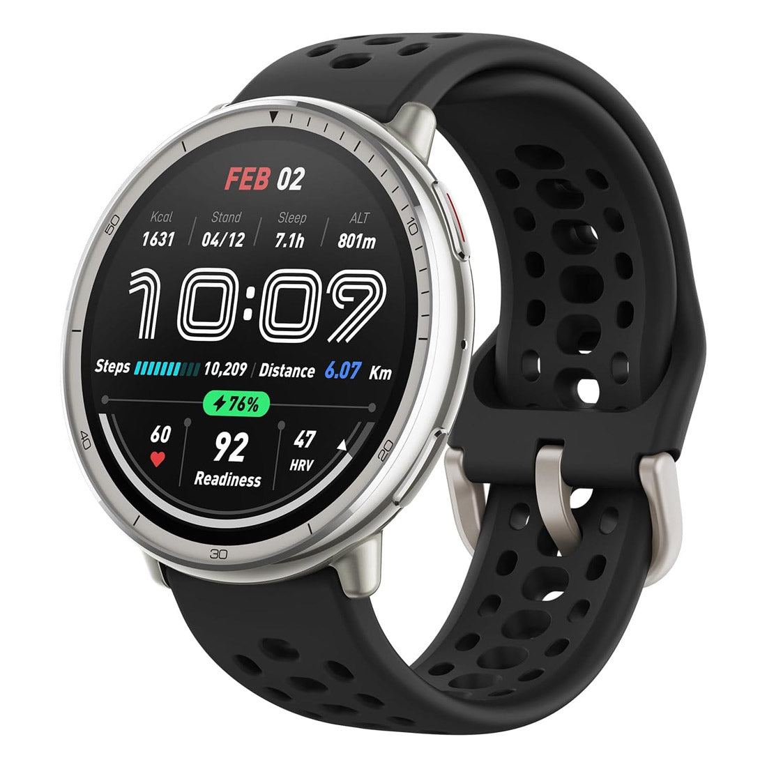 Amazfit Active 2 (Round) Smart Watch - Black Sport Silicone